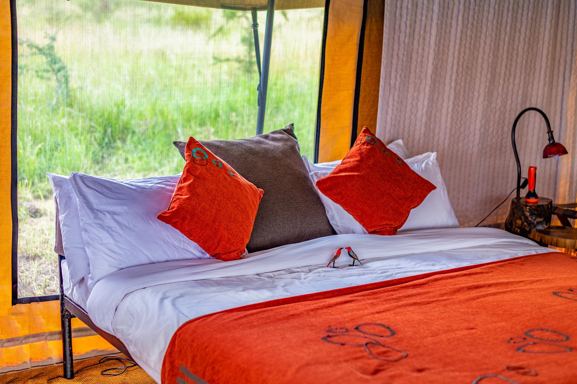 The interior of a luxury tented camp in Tanzania